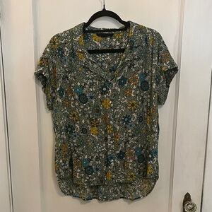 Jane + Delancey Floral Print Women's Button-Up Blouse (Size XL)